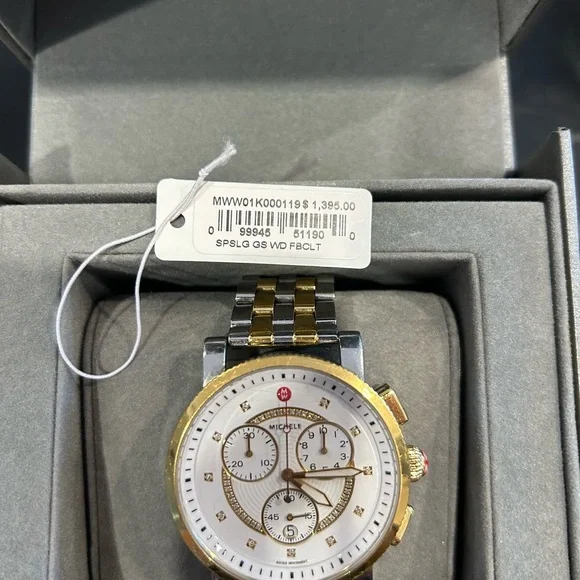 Michele Gold and Silver Chronograph Watch - Picture 2 of 8